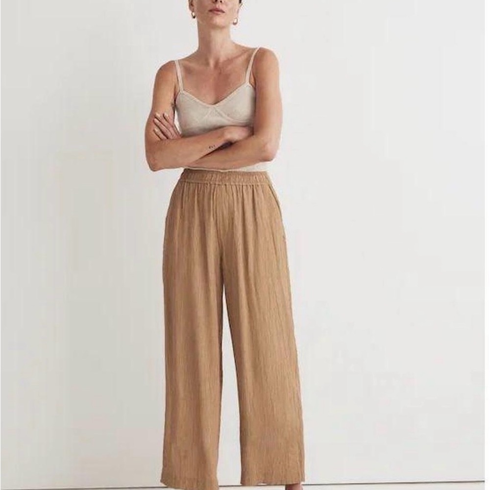 Madewell Relaxed Wide-Leg Pull-On Pants in Camel